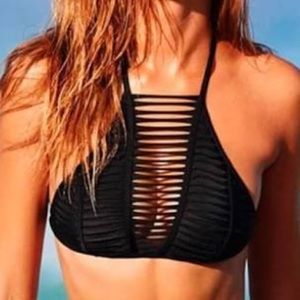 Victoria Secret Black Cutout Halter Top Bikini Set
